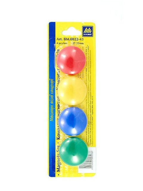 Комплект магнітів Buromax 30мм, 4 шт/уп. (BM.0022-43)